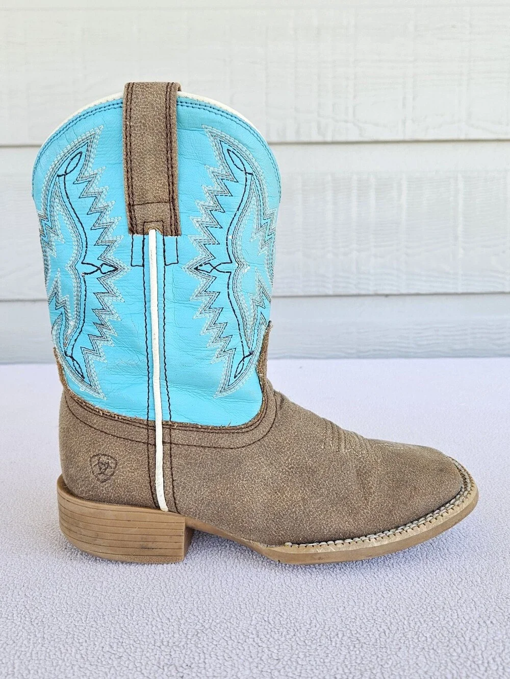 Ariat Bristo Square Toe Western Cowboy Boots Toddler SZ 10 Brown Turquoise